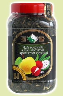 Чай зелёный листовой с кусочками личи, яблока и ароматом саусепа