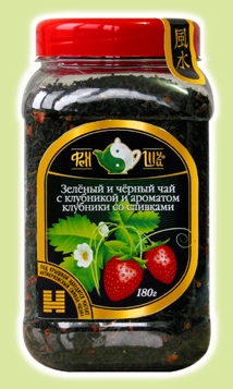 Зелёный и чёрный чай с клубникой и ароматом клубники и сливок